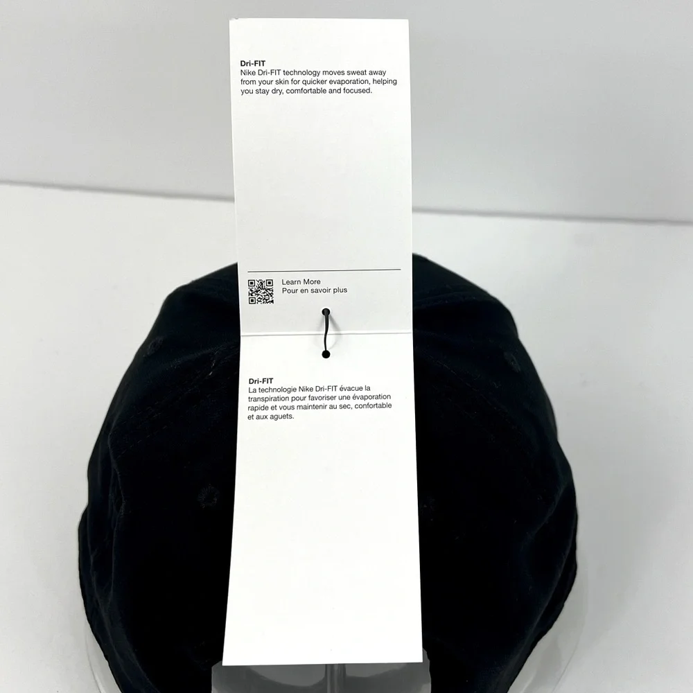 NIKE HAT/CAP UNISEX, JET BLACK, UNISEX, ADJ STRAP, WHITE LOGO EMBROIDERED UNISEX - Picture 15 of 15